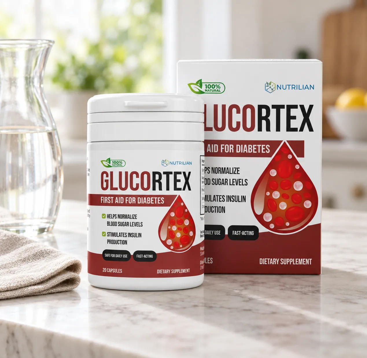 Glucortex — el envase en el día a día