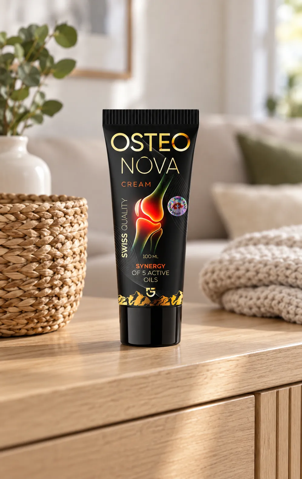 OsteoNova cream — el envase en el día a día